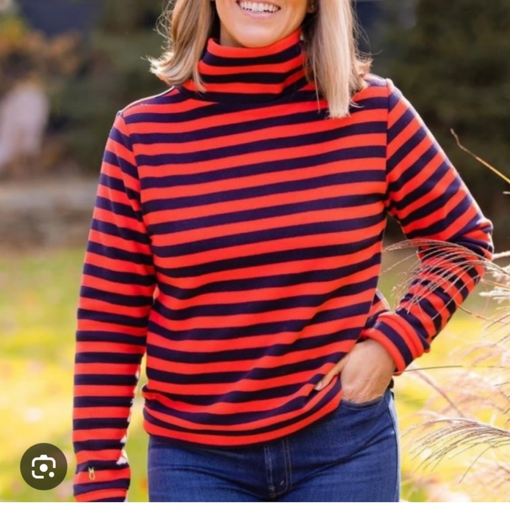 Dudley Stephens Park Slope Fleece Mock Top Women’s Medium Stripe